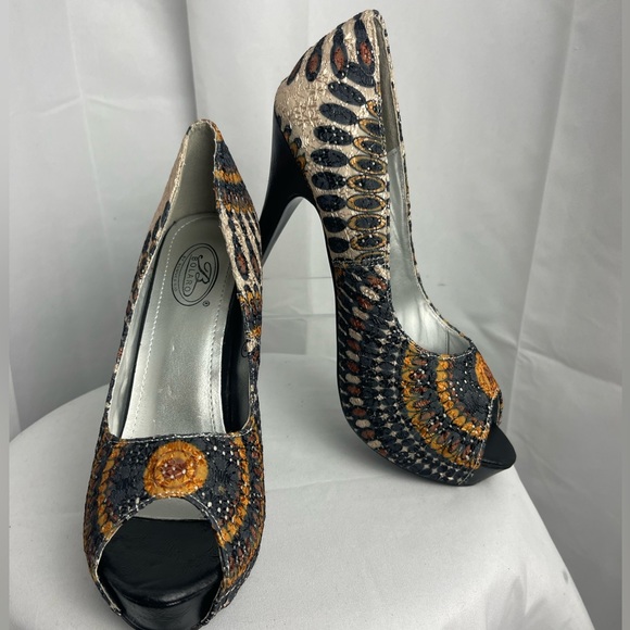 NEW Bolero by Summer Rio Woven Boho Peep Toe Stiletto Heels - Picture 11 of 12